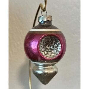 Vtg Shiny‎ Brite Double Indent High Spear Point Pink Lantern Christmas Ornament